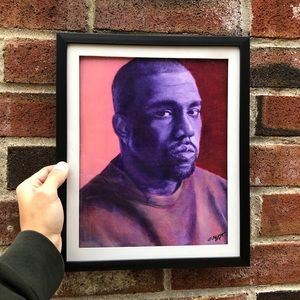 8.5x11” framed print of my Kanye West painting